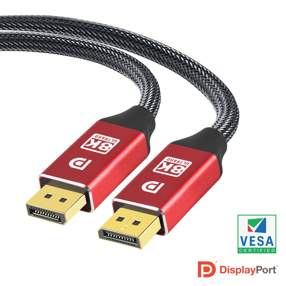 CERTIFIED CABLES 1m Displayportkabel 1.4 UHD 8K60Hz 4K144Hz HBR3 32,4Gbps 10-bit HDR