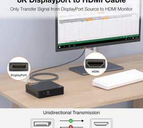 NÖRDIC 1m Displayport 1.4 till HDMI 2.1 8K60Hz 4K120/144Hz Dynamic HDR 32.4Gbps Dolby ATMOS