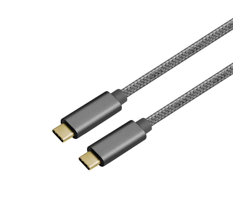 NÖRDIC 2m USB3.2 Gen1 USB-C till C nylonflätad kabel snabbladdning 3A 5Gbps Power Delivery PD 60W space grey