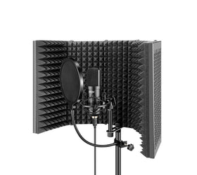 Mikrofonskärm med 2 lagers 5-vägg akustikfilter vikbar 59x28x4cm akustikskärm ljuddämpare för mikrofoner reflection filter