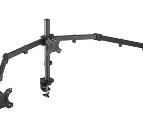 NÖRDIC Monitorarm bordsfäste för trippla skärmar 13-27 tum i stål, lutbar, roterbar och vridbar, svart, skärmfäste