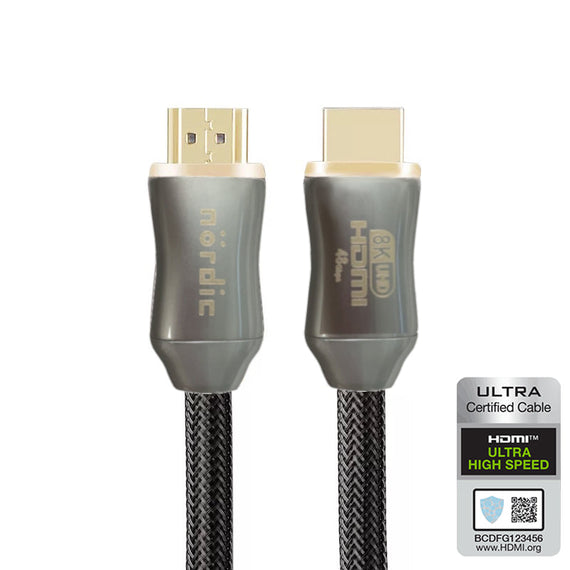 CERTIFIED CABLES 3m Ultra High Speed HDMI 2.1 8K 60Hz 4K 120Hz 48Gbps Dynamic HDR eARC VRR nylonflätad kabel guldpläterad extra slitstark
