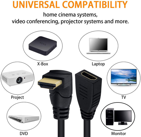 vinklad HDMI adapter 4K30Hz UHD hane till hona 20cm svart