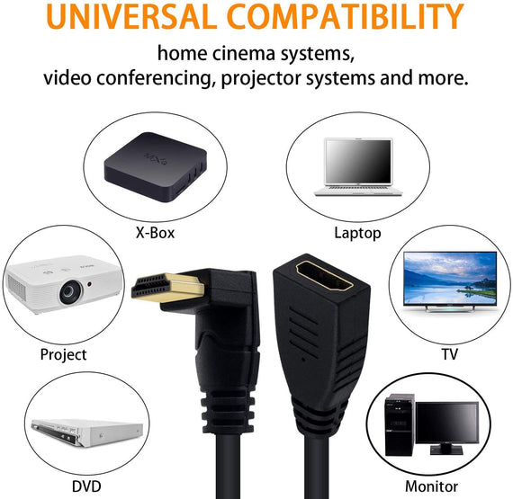 vinklad HDMI adapter 4K30Hz UHD hane till hona 20cm svart