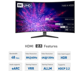 NÖRDIC HDMI förlängningskabel 3m 8K60Hz 4K144 HDMI 2,1 48Gbps Ultra High Speed HDMI