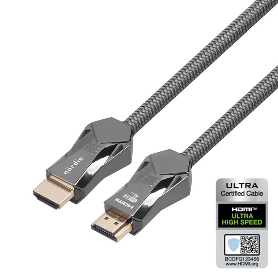 CERTIFIED CABLES 2m Ultra High Speed HDMI 2.1 8K 60Hz 4K 120Hz 48Gbps Dynamic HDR eARC VRR nylonflätad kabel guldpläterad