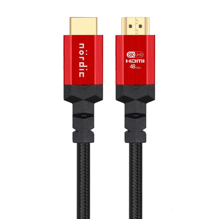 NÖRDIC CERTIFIED CABLES 50cm Ultra High Speed HDMI 2.1 8K 60Hz 4K 120Hz 48Gbps Dynamic HDR eARC VRR nylonflätad kabel guldpläterade kontakter