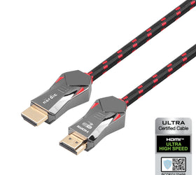 NÖRDIC CERTIFIED CABLES 50cm Ultra High Speed HDMI 2.1 8K 60Hz 4K 120Hz 48Gbps Dynamic HDR eARC VRR nylonflätad kabel guldpläterade kontakter