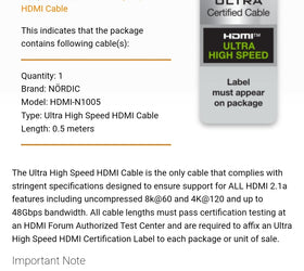 NÖRDIC CERTIFIED CABLES 50cm Ultra High Speed HDMI 2.1 8K 60Hz 4K 120Hz 48Gbps Dynamic HDR eARC VRR nylonflätad kabel guldpläterade kontakter