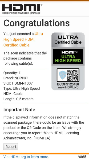 CERTIFIED CABLES 50cm Ultra High Speed HDMI 2.1 8K 60Hz 4K 120Hz 48Gbps Dynamic HDR eARC VRR nylonflätad kabel guldpläterade kontakter