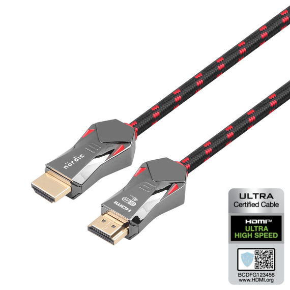 CERTIFIED CABLES 1m Ultra High Speed HDMI 2.1 8K 60Hz 4K 120Hz 48Gbps Dynamic HDR eARC VRR nylonflätad kabel guldpläterade kontakter
