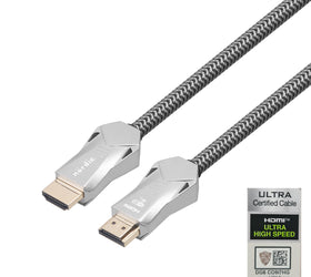 NÖRDIC CERTIFIED CABLES 2m Ultra High Speed HDMI 2.1 8K 60Hz 4K 120Hz 48Gbps Dynamic HDR eARC VRR nylonflätad kabel guldpläterad