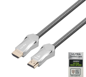 NÖRDIC CERTIFIED CABLES 50cm Ultra High Speed HDMI 2.1 8K 60Hz 4K 120Hz 48Gbps Dynamic HDR eARC VRR nylonflätad kabel guldpläterade kontakter