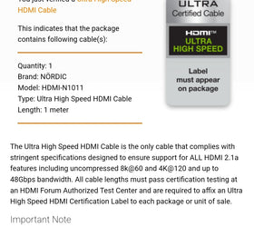 NÖRDIC CERTIFIED CABLES 1m Ultra High Speed HDMI 2.1 8K 60Hz 4K 120Hz 48Gbps Dynamic HDR eARC VRR nylonflätad kabel guldpläterade kontakter