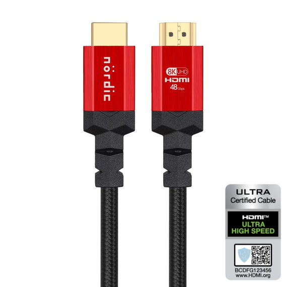 CERTIFIED CABLES 5m Ultra High Speed HDMI 2.1 8K 60Hz 4K 120Hz 48Gbps Dynamic HDR eARC VRR nylonflätad kabel guldpläterad