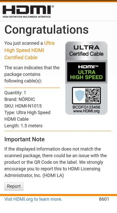 CERTIFIED CABLES 1,5m Ultra High Speed HDMI 2.1 8K 60Hz 4K 120Hz 48Gbps Dynamic HDR eARC Game Mode VRR Dolby ATMOS nylonflätad guldpläterad