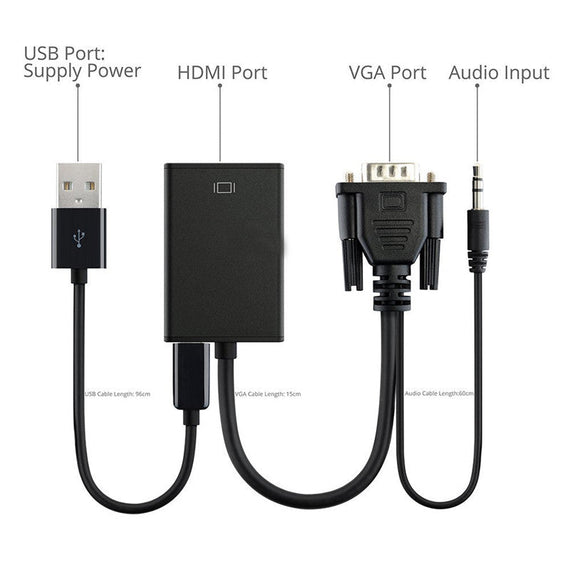 VGA till HDMI adapter 1080p 60Hz HDCP 1.2