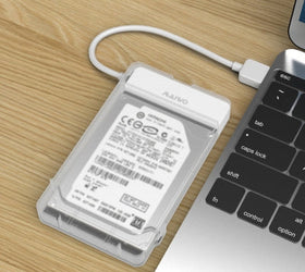 Maiwo K104 5Gbps USB3.1 till 2,5" HDD/SSD SATA III adapter med 10cm kabel USB A och transparent kabinett av plast