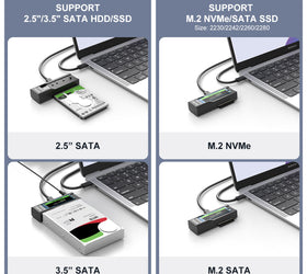 Maiwo USB-C adapter till NVMe/SATA M.2 SSD och 2,5