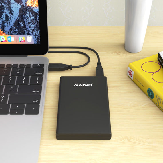 Maiwo K2568G2 USB3.2 Gen2 10Gbps USB-C extern Lagringskabinett upp till 2 TB 2,5 HDD, SSD 7mm, 9,5mm stöd för UASP verktygsfri installation Type C-C kabel