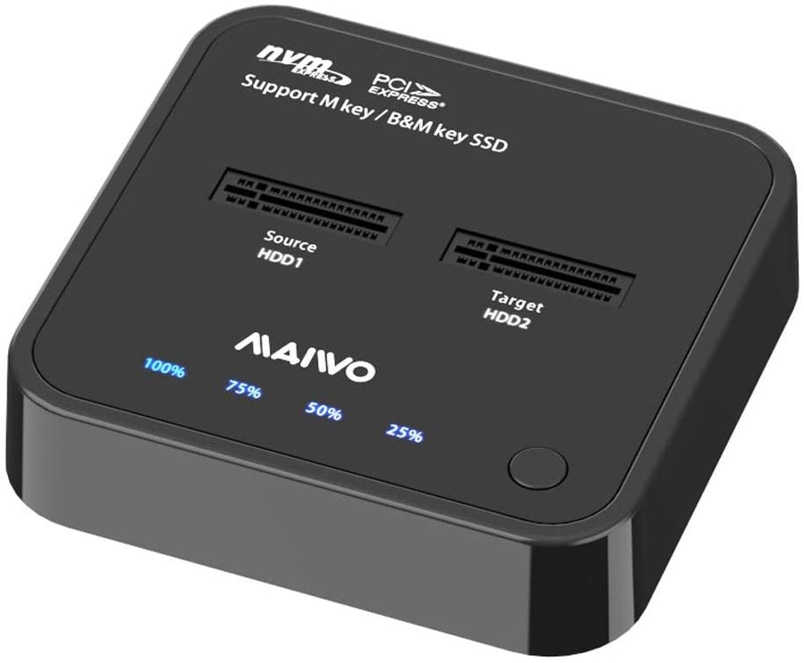 Maiwo K3016P dockingstation för hårddiskkloning of NVMe SSD 1:1 USB3.2 Gen2 10Gbps M-Key och B+M Key