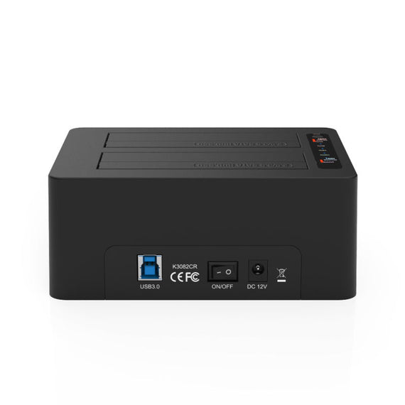 Maiwo K3082CR USB3.1 GEN1 5Gbps Dockningsstation, 2st SATA HDD SDD 14TB med stöd för UASP, Stöd för SATAIII 6Gbps, kloning, kortläsare, USB hub