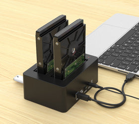Maiwo K3082H USB 3.1 GEN1 5Gbps Dockningsstation för 2st 2,5-3,5 SATA HDD SSD 2x16TB med stöd för UASP 3xUSB3.1 hubb