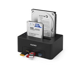 Maiwo K3082H USB 3.1 GEN1 5Gbps Dockningsstation för 2st 2,5-3,5 SATA HDD SSD 2x16TB med stöd för UASP 3xUSB3.1 hubb