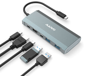 MAIWO 1 till 6 Dockningsstation 1xNVMe/SATA 1xHDMI 4K60Hz, 2xUSB-A 1xUSB-C 5Gbps 1xUSB-C PD100W