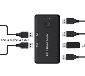 NÖRDIC USB-A Switch 2 datorer till 4 USB-A 3.1 5Gbps