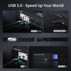 HDMI KVM Switch 4 PC till 3 monitorer 4K60Hz headset, audio mikrofon, RJ45 LAN