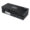HDMI KVM Switch 4 PC till 3 monitorer 4K60Hz headset, audio mikrofon, RJ45 LAN