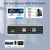 NÖRDIC KVM Switch 2x2 HDMI 4K60Hz 3xUSB3.0 Audio EDID