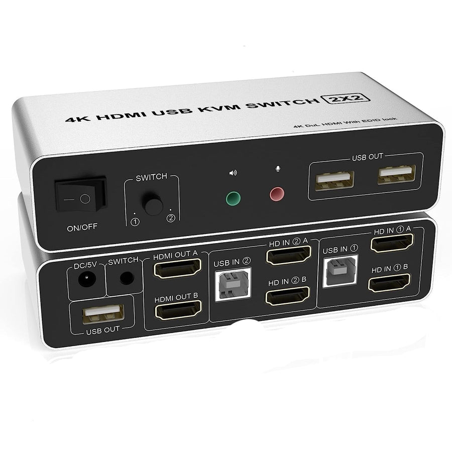 KVM Switch 2x2 HDMI 4K60Hz 3xUSB3.0 Audio EDID
