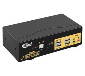KVM 2x2 DP Switch Dual Monitor Displayport 1.2 4K60Hz 4:4:4 med 2xaudio och 4xUSB-A