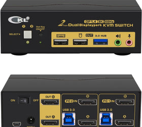 KVM 2x2 DP Switch Dual Monitor Displayport1.4 8K60Hz 4K144Hz med 2xaudio och 3xUSB-A