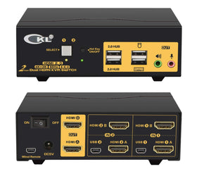 KVM 2x2 HDMI Switch Dual Monitor HDMI2.0 4K60Hz 4:4:4 med 1xaudio och 4xUSB-A