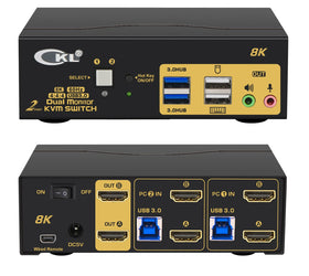 KVM 2x2 HDMI Switch Dual Monitor HDMI2.1 8K60Hz 4K144Hz 4:4:4 med 2xaudio och 4xUSB-A