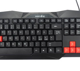 KIT1, komplett starter gamingkit 4-i-1, Tangentbord, Mus, Headset, Musmatta, svart med detaljer i rött