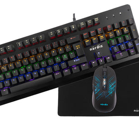 RGB kit 3-i-1, Mekaniskt RGB-tangentbord Xinda Blue switch, RGB-mus, musmatta