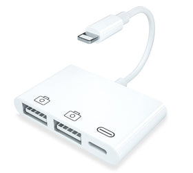 Lightning adapter 1 till 3 portar 2xUSB A port och 1x Lightning port för laddning