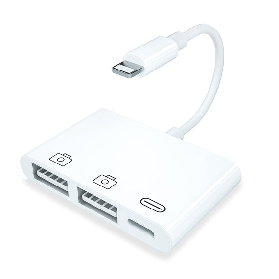 Lightning adapter 1 till 3 portar 2xUSB A port och 1x Lightning port för laddning