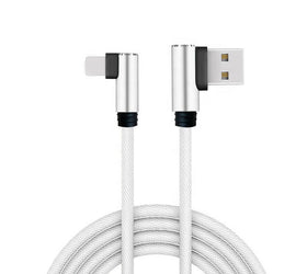 NÖRDIC Vinklad Apple Lightning (Non MFI) till vinklad USB A kabel för synkning och laddning vit 3m