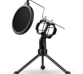 Mikrofonstativ bordsmodell med pop filter och tripod