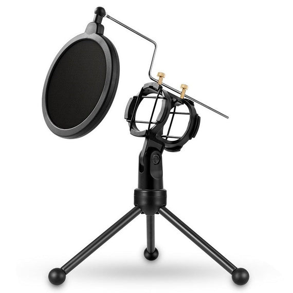 Mikrofonstativ bordsmodell med pop filter och tripod