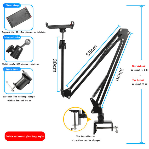 Bordsstativ för mobiltelefon och surfplattor roterbar skärm och justerbar höjd hållare för mobil och surfplatta