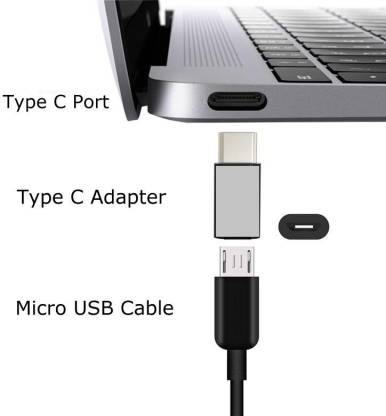 Adapter Micro USB hona till USB C hane metal svart