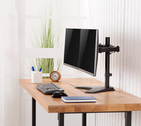 NÖRDIC Monitorarm/ Monitorställ/Monitorfot bordsmodell för dubbla skärmar 8kg per arm 13-27 tum i stål, lutbar och vridbar svart skärmfäste
