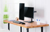 NÖRDIC Monitorarm/ Monitorställ/Monitorfot bordsmodell för dubbla skärmar 8kg per arm 13-27 tum i stål, lutbar och vridbar svart skärmfäste