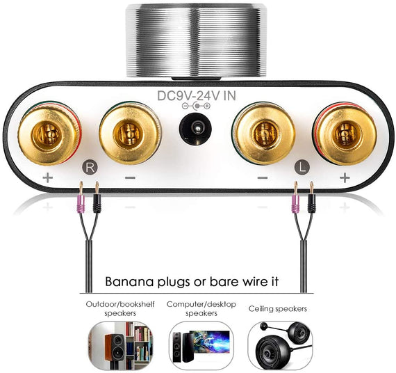 Bluetooth 5.0 Stereo amplifier digital Audio Class D förstärkare 2x50W AUX/USB/BT silver